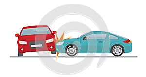 Car accident on white background.