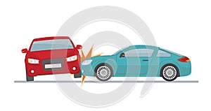 Car accident on white background. photo