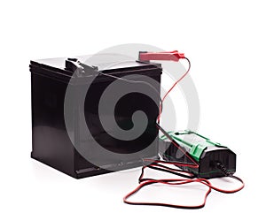 Car accumulator battery and charger