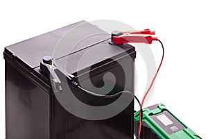 Car accumulator battery and charger