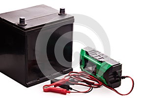 Car accumulator battery and charger