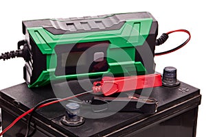 Car accumulator battery and charger