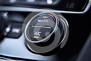 Car air conditioning system. Air condition switched on maximum cooling mode