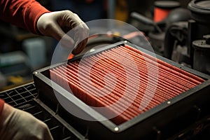 car air filter replacement in progress