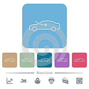 Car airflow adjustment external flat icons on color rounded square backgrounds
