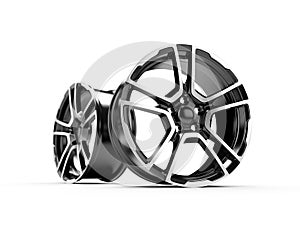 Car Alloy Rim isolated on white background. 3D rendering illustration.