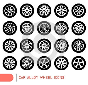 Car alloy wheel icons