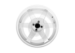 Car alloy wheel isolated on whhite background. New alloy wheel for a car on a white background. Alloy rim isolated. Car wheel disc