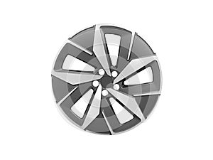 Car alloy wheel isolated on white background. New alloy wheel for a car. Alloy rim isolated. Car wheel disc