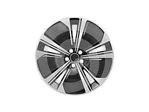 Car alloy wheel isolated on white background. New alloy wheel for a car. Alloy rim isolated. Car wheel disc