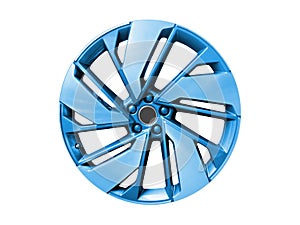 Car alloy wheel isolated on white background. New alloy wheel for a car on a white background. Alloy rim isolated. Car wheel disc