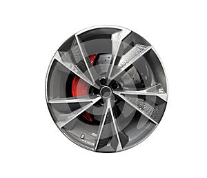 car alloy wheel on white background