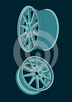 Car alloy wheels illustration