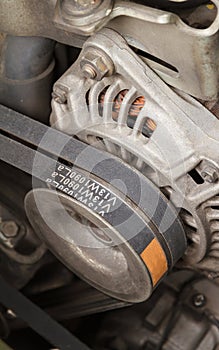 Car Alternator or Dynamo Closeup.