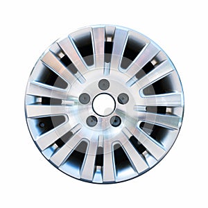 Car aluminum wheel rim isolated on white photo
