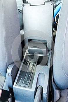 Car armrest with built in navigation system.