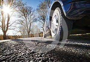 Car on asphalt road