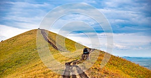 Car ATV tour of Russia Altay travel to national parks safari trip or savannah