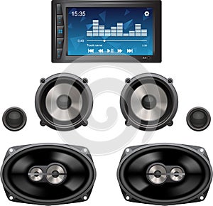 Car audio components, loud speakers and audio player