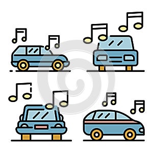 Car audio icons set vector flat