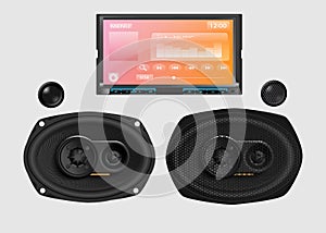 Car audio with speakers.