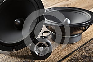 CAR audio systems.Car music.Acoustics on a dark background