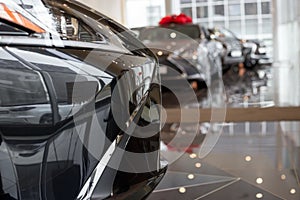 Car auto dealership. New cars at dealer showroom. Prestigious vehicles photo