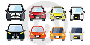 Car automobile vehicle front design cute vector illustration color icon set