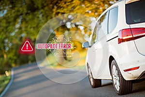 Car autopilot software error concept