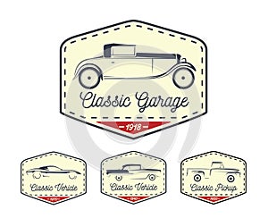 Car badge logo of classic retro motor vehicle icon collection