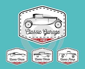 Car badge logo of classic retro motor vehicle icon collection