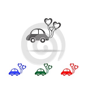 car with balls of heart icon. Elements of Valentine's Day in multi colored icons. Premium quality graphic design icon. Simple ico