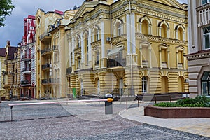 Car barrier and luxury houses in a classic style photo