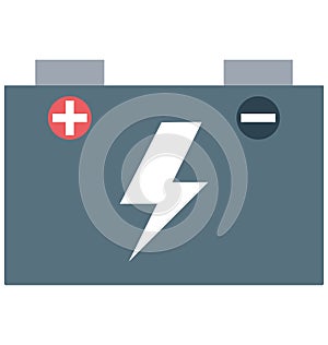 Car Battery, Automotive Battery Color Isolated Vector Icon