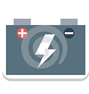 Car Battery, Automotive Battery Color Isolated Vector Icon
