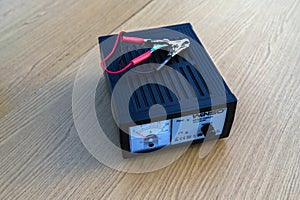 Car battery charger .Closeup car battery charger