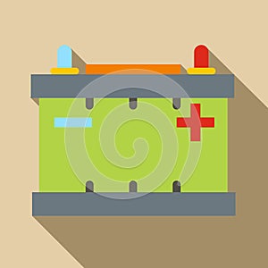 Car battery icon, flat style