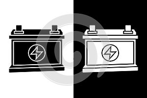 Car Battery Icon Vector Symbol Set
