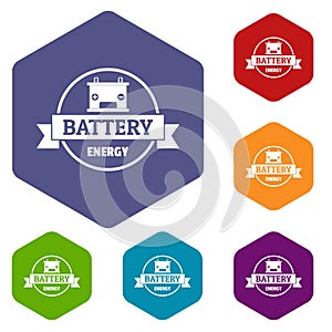 Car battery icons vector hexahedron