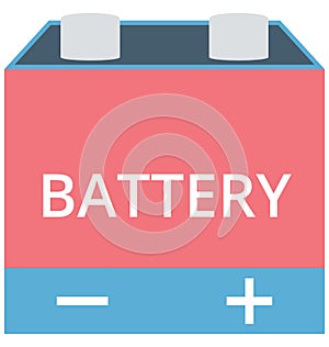 Car Battery Isolated Color Vector icon that can be easily modified or edit