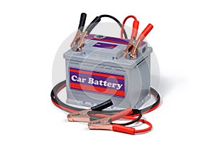 Auto batterien a ein pullover kabel isoliert auf weißem hintergrund 