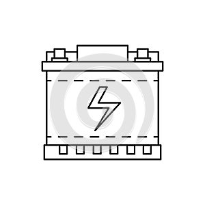 car battery, power, car line icon on white background