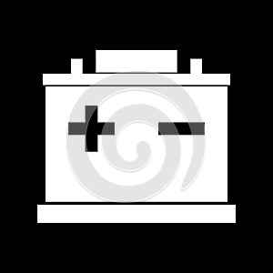 Car battery white color icon .