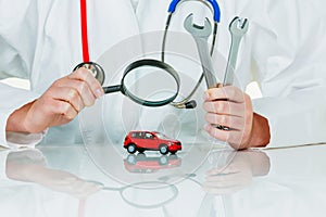 Car is being examined by doctor