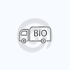 Car bio transportation truck line icon. Eco garbage truck