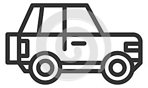 Car black line icon. Driving auto symbol