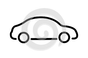 car black line vector icon, side view simple minimalistic style vehicle symbol