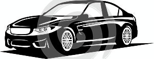 car black and white design vector