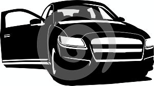 car black and white design vector