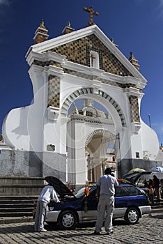 Car blessing, Cathedral of Copacabana, Bolivia photo